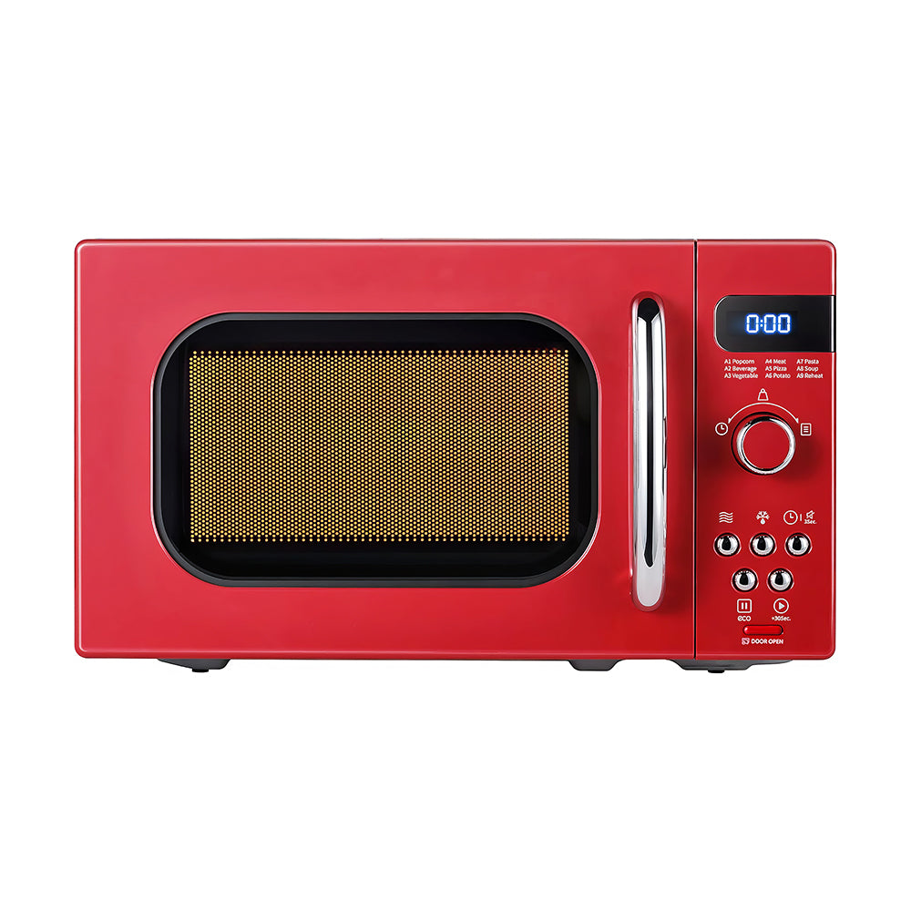 Retro 0.7 Cu Ft Microwave, 700W, 9 Preset Menus, LED Display, Compact