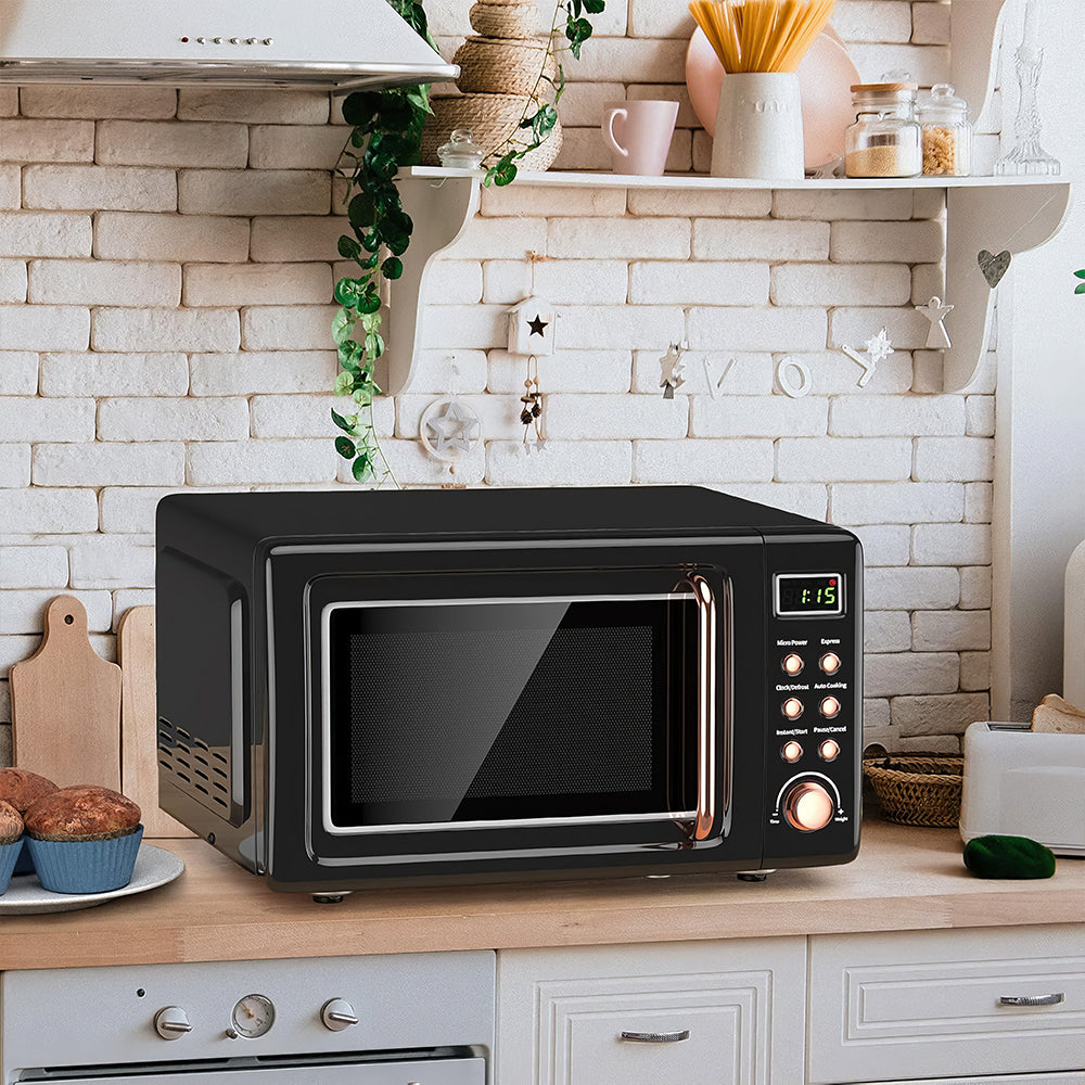 Retro 0.7 Cu Ft Microwave Oven, 700W, 5 Power Levels, LED Display
