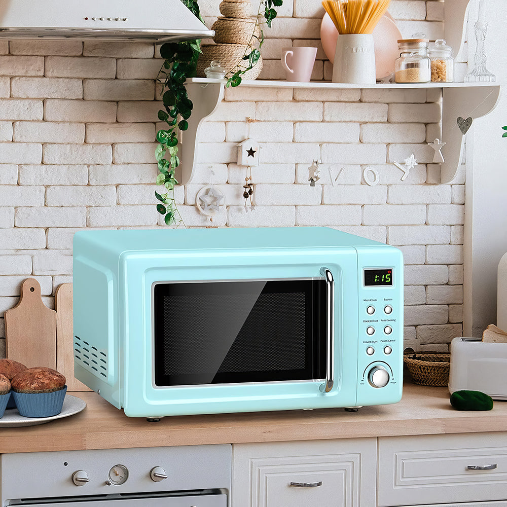 Retro 0.7 Cu Ft Microwave Oven, 700W, 5 Power Levels, LED Display