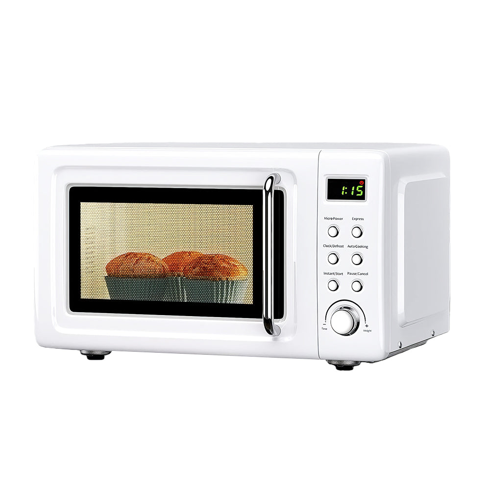 Retro 0.7 Cu Ft Microwave Oven, 700W, 5 Power Levels, LED Display