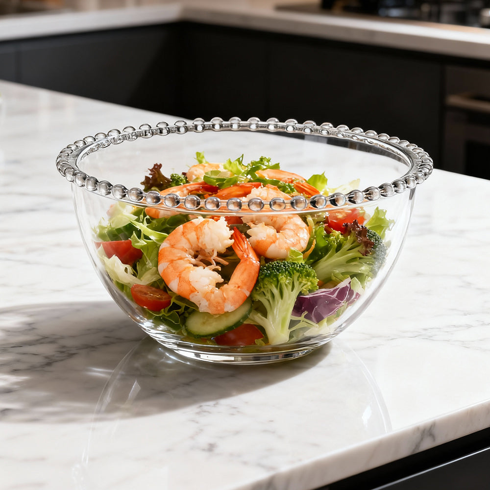 Beaded Glass Fruit Serve Salad Bowl