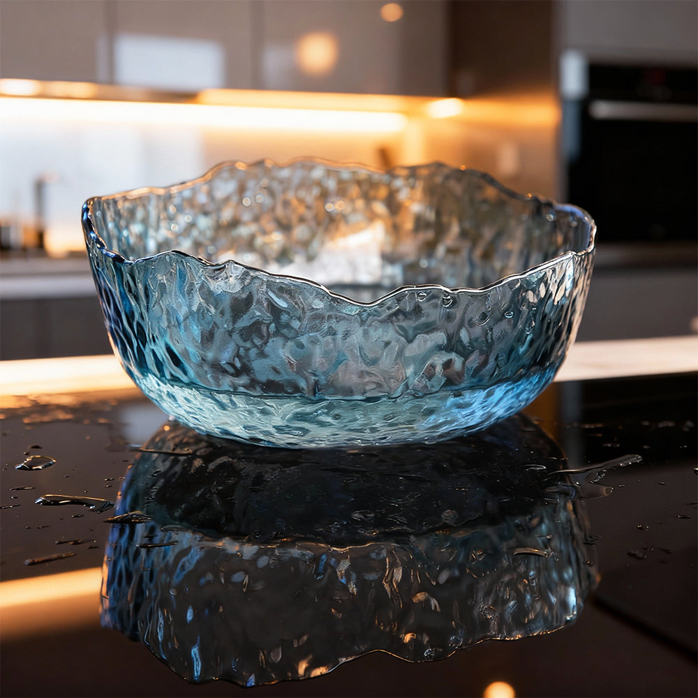 25 oz Irregular Glass Salad Bowl Serving Bowl for Kitchen Prep Fruit Snacks and Desserts