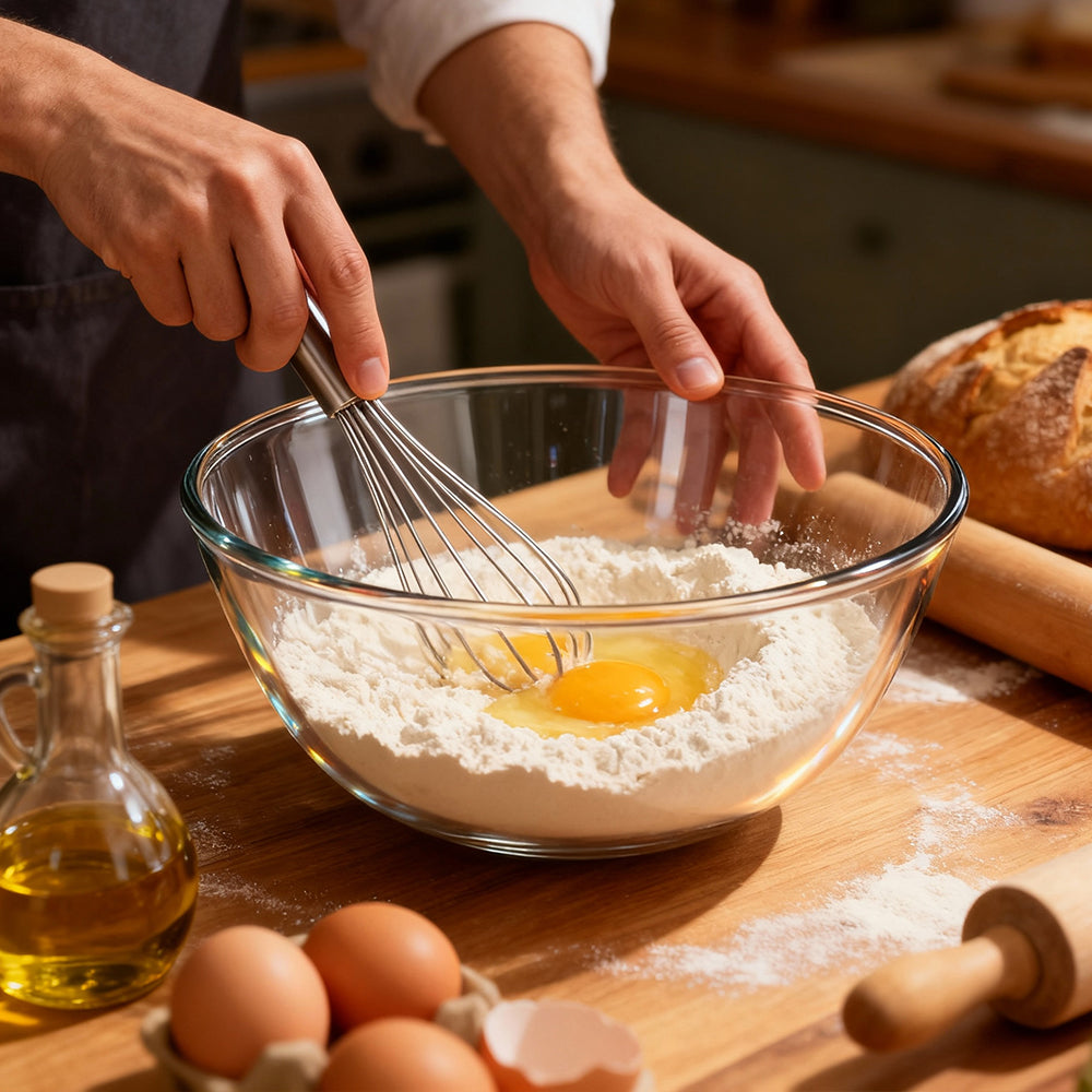 Large Glass Mixing Bowl Clear Glass Salad and Mixing Bowl for Kitchen Durable