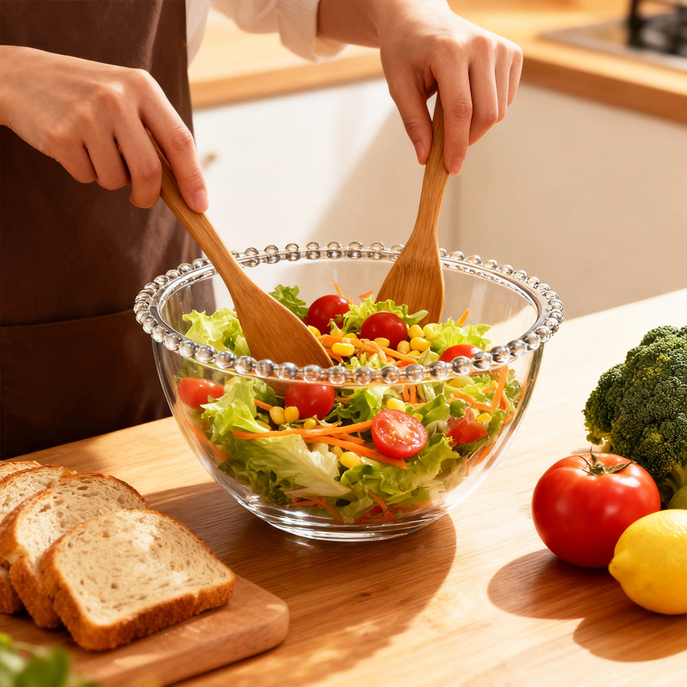 Beaded Glass Fruit Serve Salad Bowl