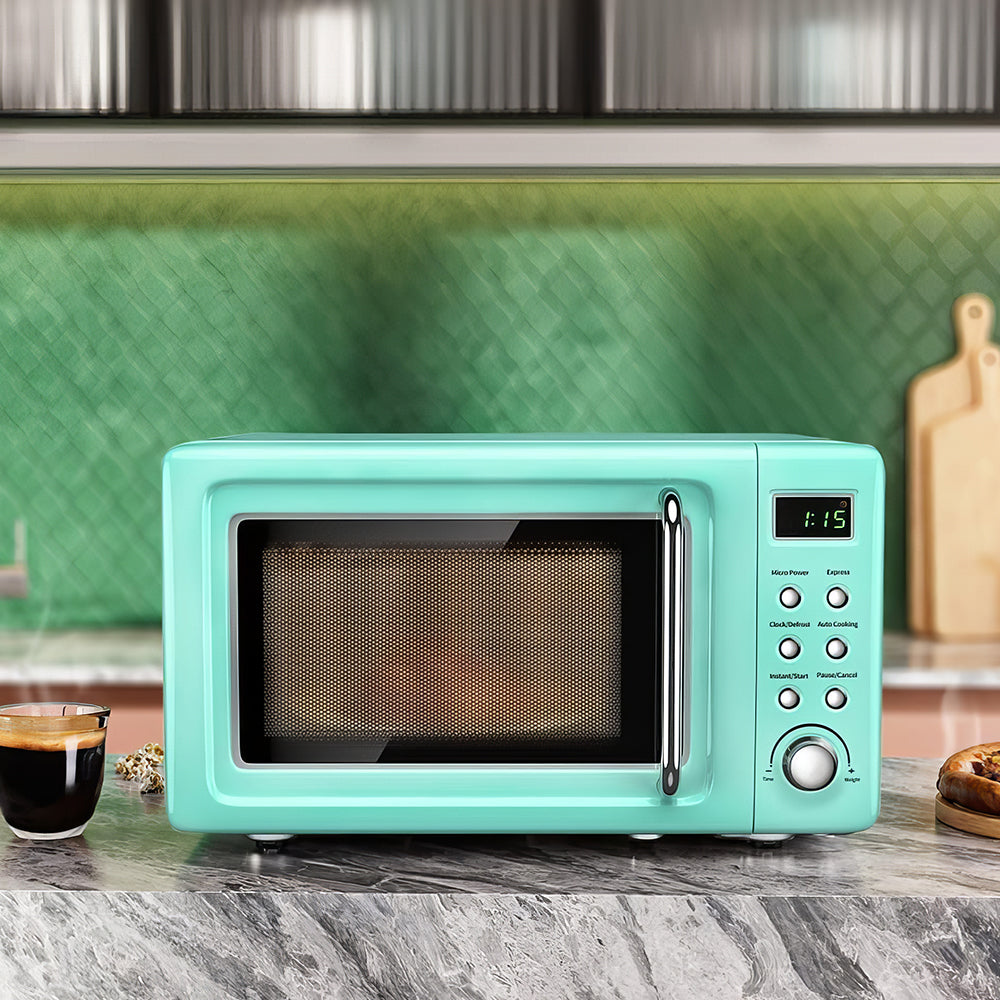 0.7 Cu Ft Retro Microwave Oven, 700W with 8 Cooking Programs & Child Lock