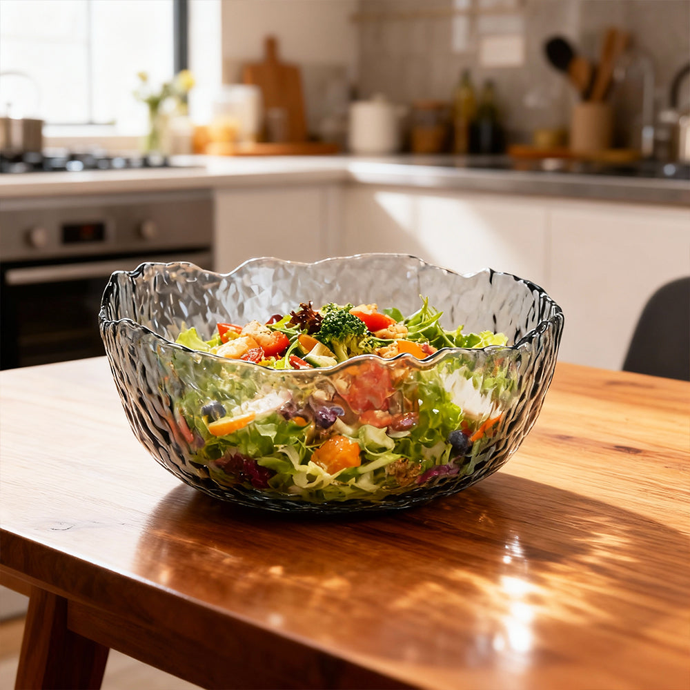25 oz Irregular Glass Salad Bowl Serving Bowl for Kitchen Prep Fruit Snacks and Desserts