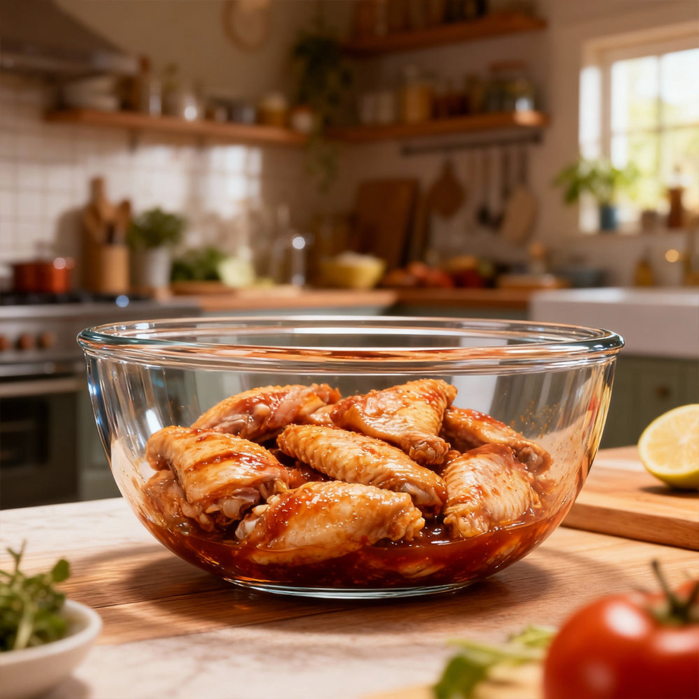 6 Quart Large Glass Mixing Bowl Clear Glass Salad and Mixing Bowl
