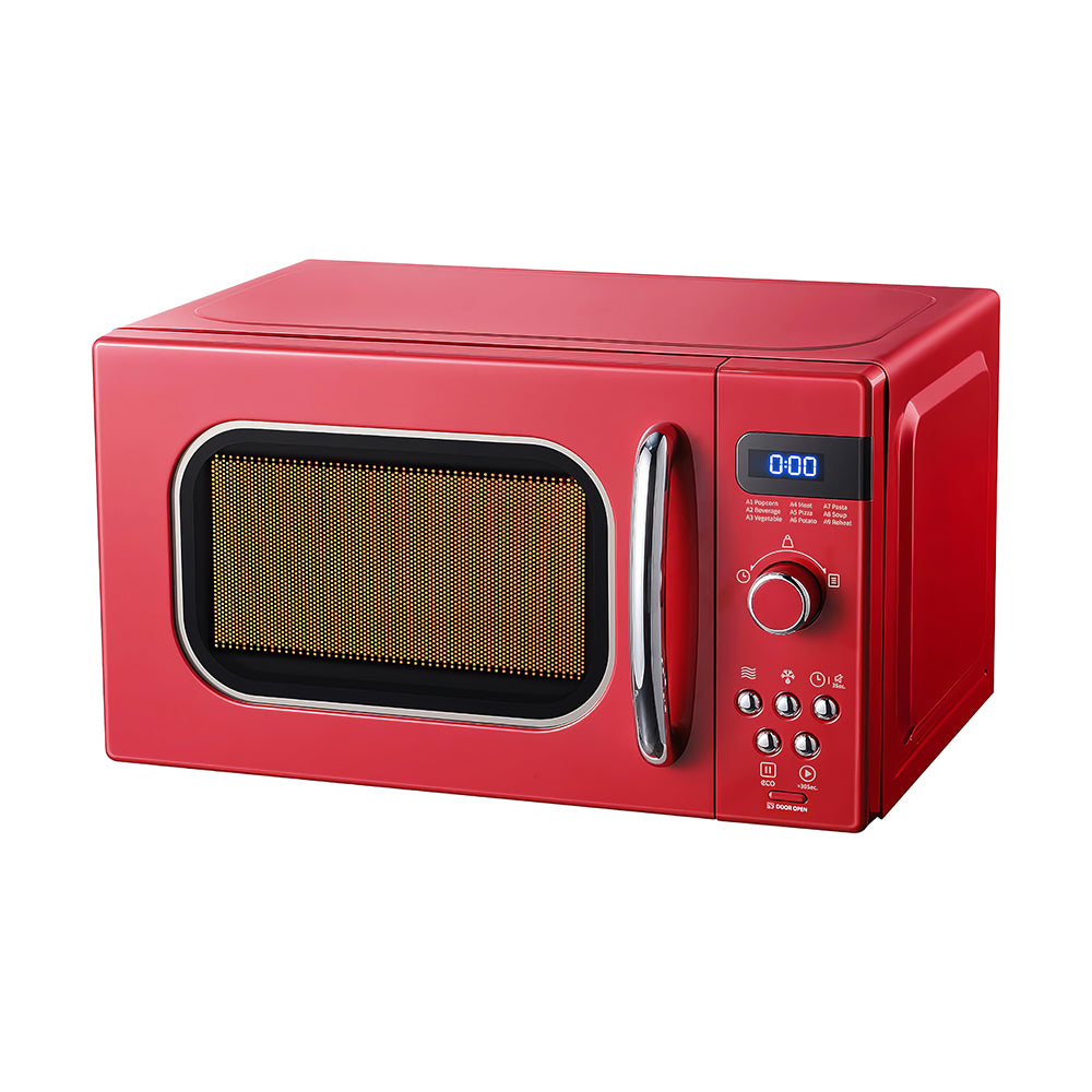 Retro 0.7 Cu Ft Microwave, 700W, 9 Preset Menus, LED Display, Compact