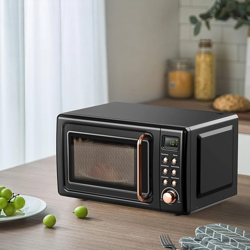 0.7 Cu Ft Retro Microwave Oven, 700W with 8 Cooking Programs & Child Lock