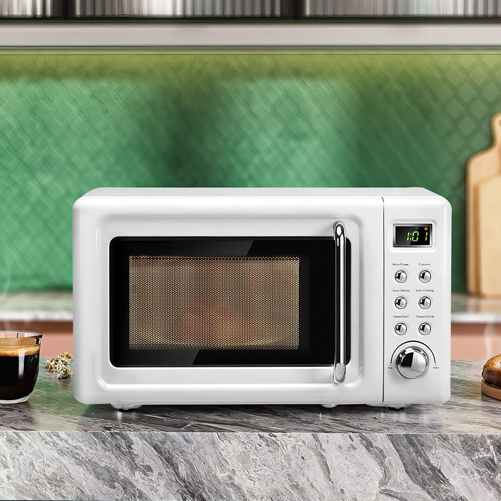 0.7 Cu Ft Retro Microwave Oven, 700W with 8 Cooking Programs & Child Lock