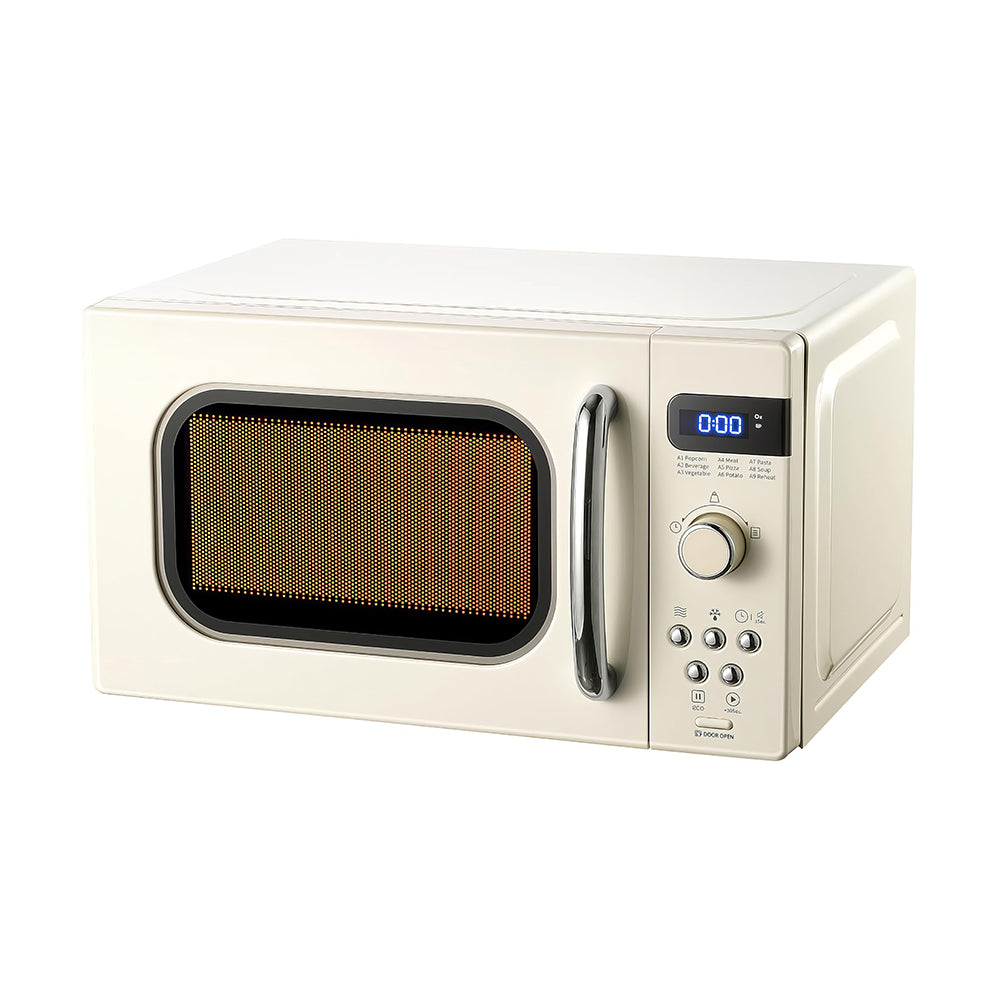 Retro 0.7 Cu Ft Microwave, 700W, 9 Preset Menus, LED Display, Compact