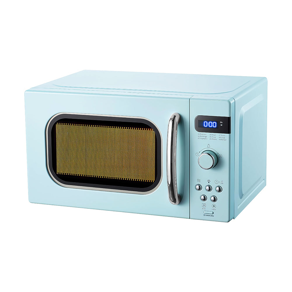 Retro 0.7 Cu Ft Microwave, 700W, 9 Preset Menus, LED Display, Compact