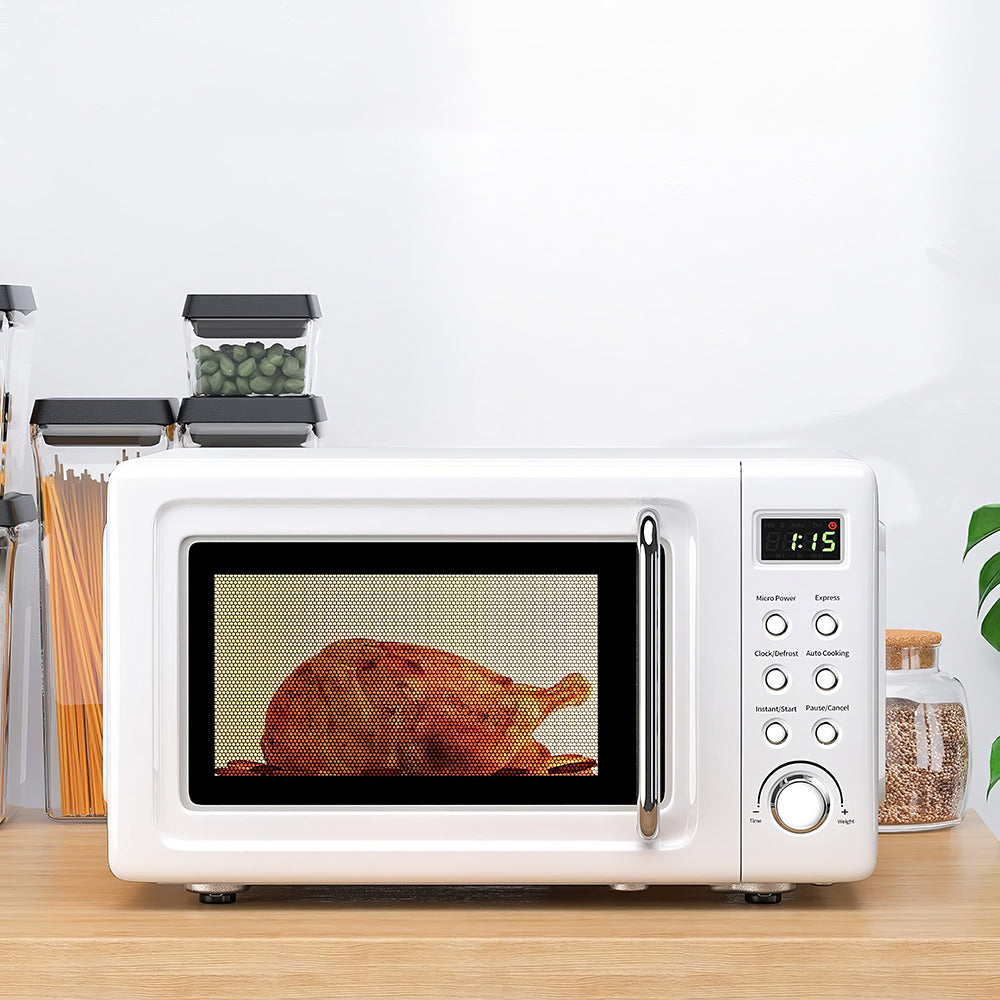 Retro 0.7 Cu Ft Microwave Oven, 700W, 5 Power Levels, LED Display